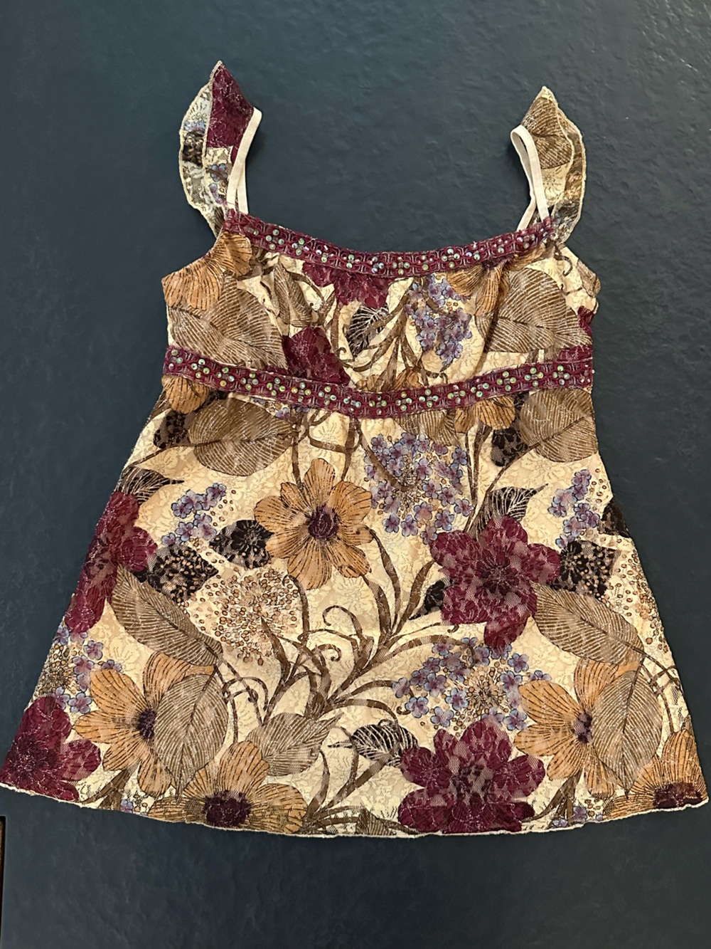 American VTG Lace Babydoll Top w/ Sequins